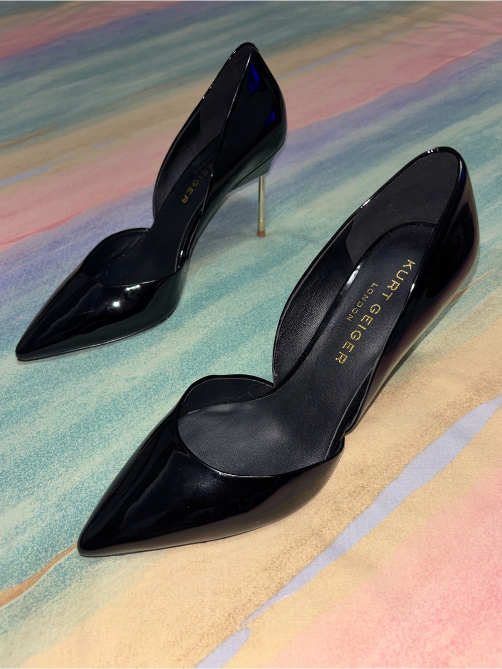 KURT GEIGER LONDON Black Bond 90 d'Orsay Pump Patent Leather Heels size 38